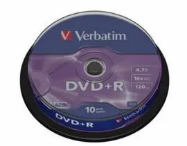Dvd+R Verbatim 4,7 Gb 16X Tarrina 10 uds