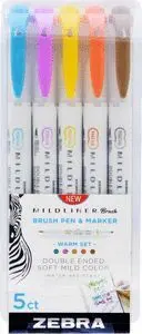 Rotulador Zebra Mildliner Doble Punta Pincel 5 Col