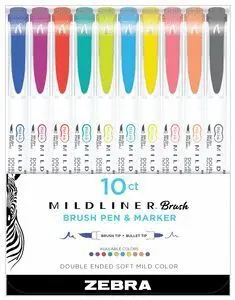 Rotulador Zebra Mildliner Doble Punta Pincel 10 Su