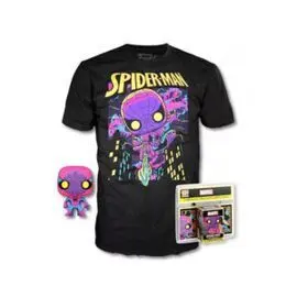 Pop Tee Marvel Spiderman Black Light Funko + Cam