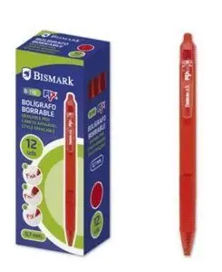 Boligrafo Borrable Bismark con Clip Rojo 12U