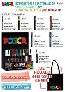 Expositor 36 Rotulador Uni Posca Pc-5M + Tote Bag