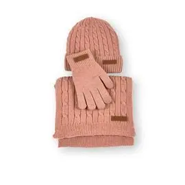 Conjunto Cuello, Gorro y Guantes Rosa