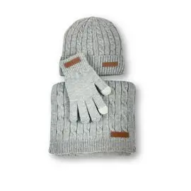 Conjunto Cuello, Gorro y Guantes Gris