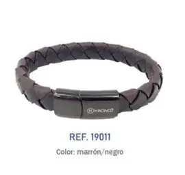 Pulserade Piel Trenzado Triangular Marron Cierre a