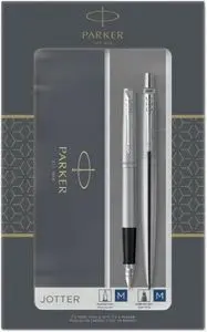 Juego Boligrafo y Pluma Parker Jotter Acero Ct