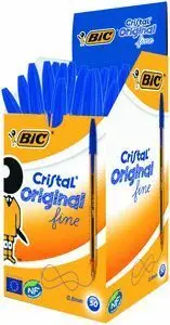 Boligrafo Bic Cristal Fine Azul ( Naranja Transpar