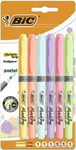 Marcador Bic Highlighter Grip Pastel Blister 6 Col