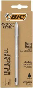 Boligrafo Bic Cristal Re´new Negro + 2 Recambios