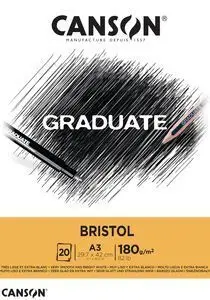 Bloc Encolado A3 20H 180Gr Canson Graduate Bristol
