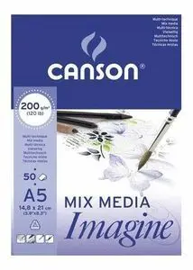 Bloc Encolado A5 50H Canson Mix Media Imagine Fino