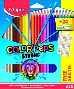 Lapiz Maped Color´peps Strong 24 Colores + 24 Etiq