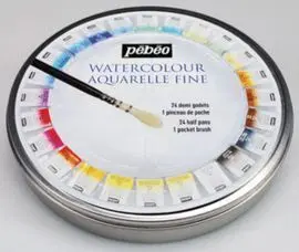 Acuarella Fina Caja Redonda de Metal 24 ½ Godets