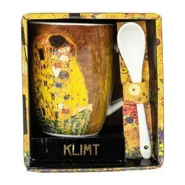 Taza con Cuchara en Caja Klimt el Beso