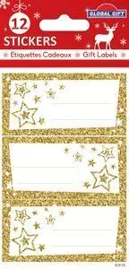 Etiquetas Navidad Estrellas Doradas
