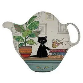 Bandejita para Taza de te Gato en Mueble Sentado