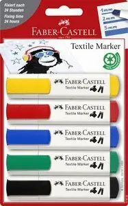 Marcadores Faber Textil Blister 5 Colores Basicos