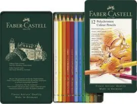 Lapiz Faber Polychromos 12 Colores Estuche Metalic