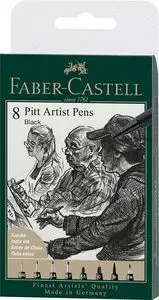 Rotulador Faber Pitt Negro Estuche 8 Graduaciones
