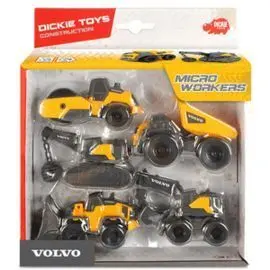 Set 5 Vehiculos Construccion Volvo Micro 9 cm
