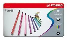 Rotulador Stabilo Premium Pen 68 Caja Metal 10 Col