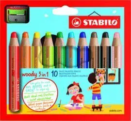 Lapiz Stabilo Woody 3 en 1 10 ud Surtidos + Sacapu