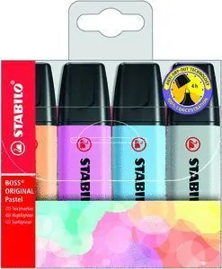 Marcador Stabilo Boss Pastel 4 Nuevos Colores 2021