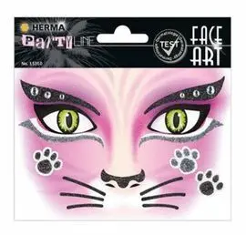 Pegatinas Face Art Cat Glittery Foil