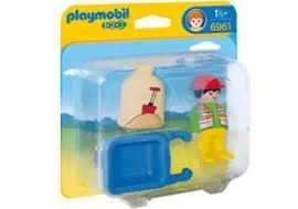 Playmobil 1. 2. 3 Trabajador con Carretilla 6961
