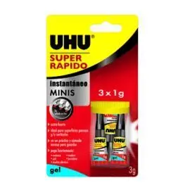 Pegamento Liquido Uhu Super Rapido Mini Gel 3X1Gr