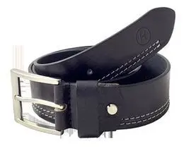 Cinturon Piel Hombre Kronos Pespunte Blanco Marron