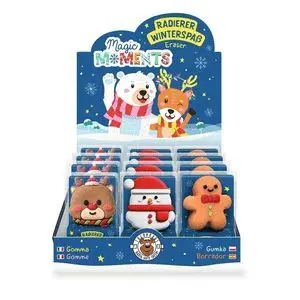 Expositor 12 Gomas de Borrar Muñecos Navidad