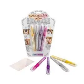 Set 4 Boligrafos Gel para Tatuajes Brillo+Plantill