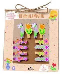 Set de 12 Pinzas Decorativas de Madera Coleccion Flowers