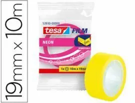 Cinta Adhesiva Tesafilm Neon 10X19 Amarillo/ Rosa