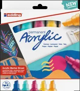 Marcador Acrilico Edding 5000 Trazo Grueso 5 Color