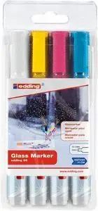 Marcador Edding 95 para Vidrio 4 Colores Surtidos