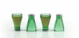 Set Cuatro Vasos de Chupitos Boquilla de Botella