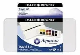 Acuarela Aquafine Travel Set 12 Medio Godets + Pin