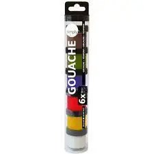 Set Tempera Gouache 18 Ml 6 Colores Basicos