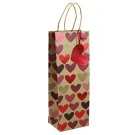 Bolsa Botella Kraft Corazon 12,7X9X35,5Cm