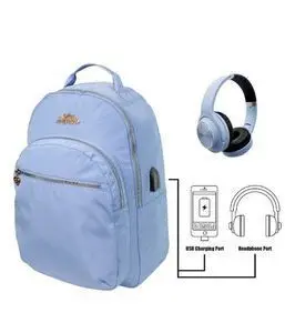 Mochila Ml Metallic Blue con Auriculares Cascos