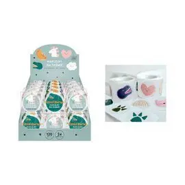 Expositor 24 Rollo de 120 Pegatinas Dinozaurus 2 M