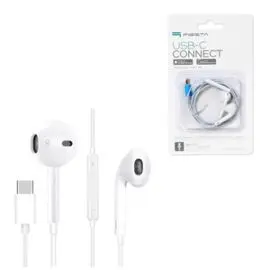 Auriculares Boton + Mic Tipo-C Blanco Fiesta
