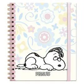 Libreta Tapa Dura Grande Snoopy Pastel