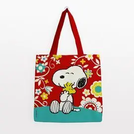 Bolsa Algodon Snoopy Grande -8 Flores