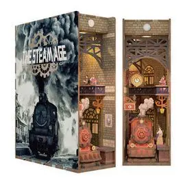 Maqueta Book Nook con Luz Tren de Vapor en Estacio
