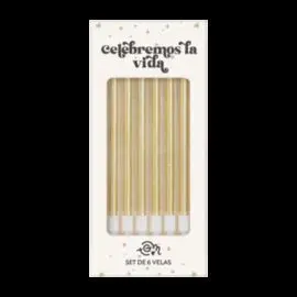 Kit de 6 Velas Doradas para Celebrar