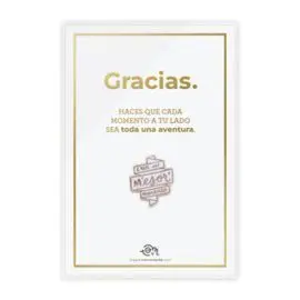 Tarjeta Stamping Dorado + Pin Eres mi Mejor Moment