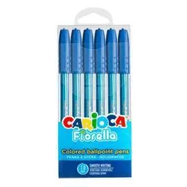Boligrafo Carioca Fiorella Blister 5+1 Azul